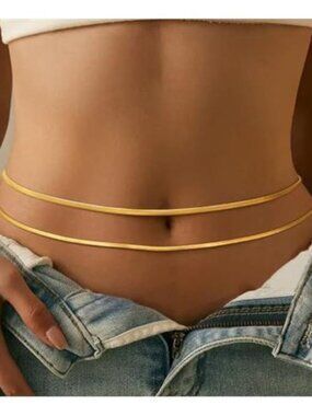 Waist Chain Waist Beads for Women, 14k Gold Plated Cute Body Chain Gold